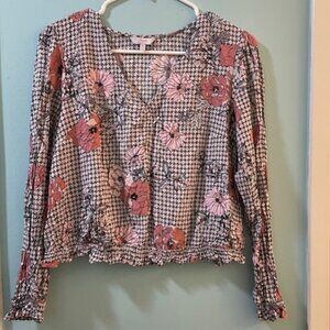 Candies Floral Long Sleeved Cropped Top